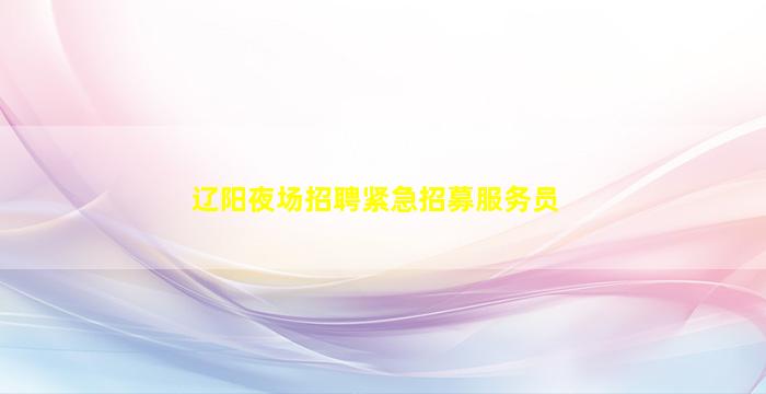辽阳夜场招聘紧急招募服务员